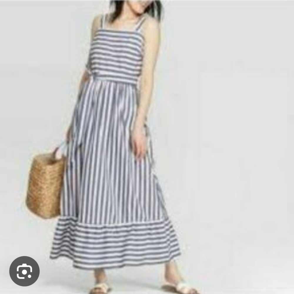 A New Day Square Neck Striped Grazing Maxi Dress Womens Size Large